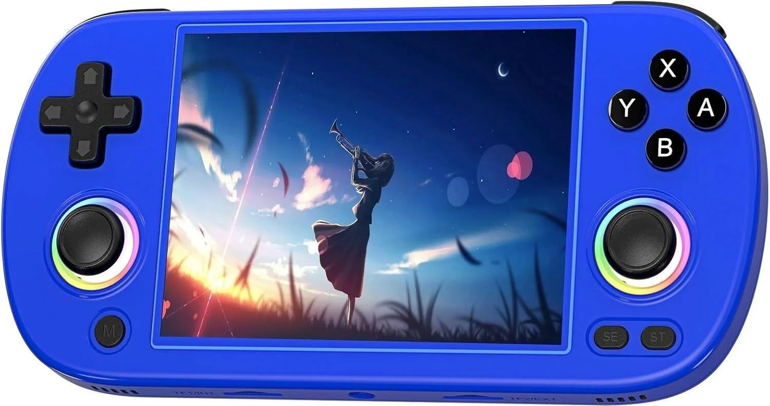 کنسول بازی دستی رترو ANBERNIC RG40XX H، صفحه نمایش 4.0 اینچی IPS، سیستم لینوکس، کارت TF 64 گیگابایتی داخلی با 5488 بازی، پشتیبانی از خروجی HDMI TV، وای فای 5G بلوتوث 4.2، آبی | RG40XX H