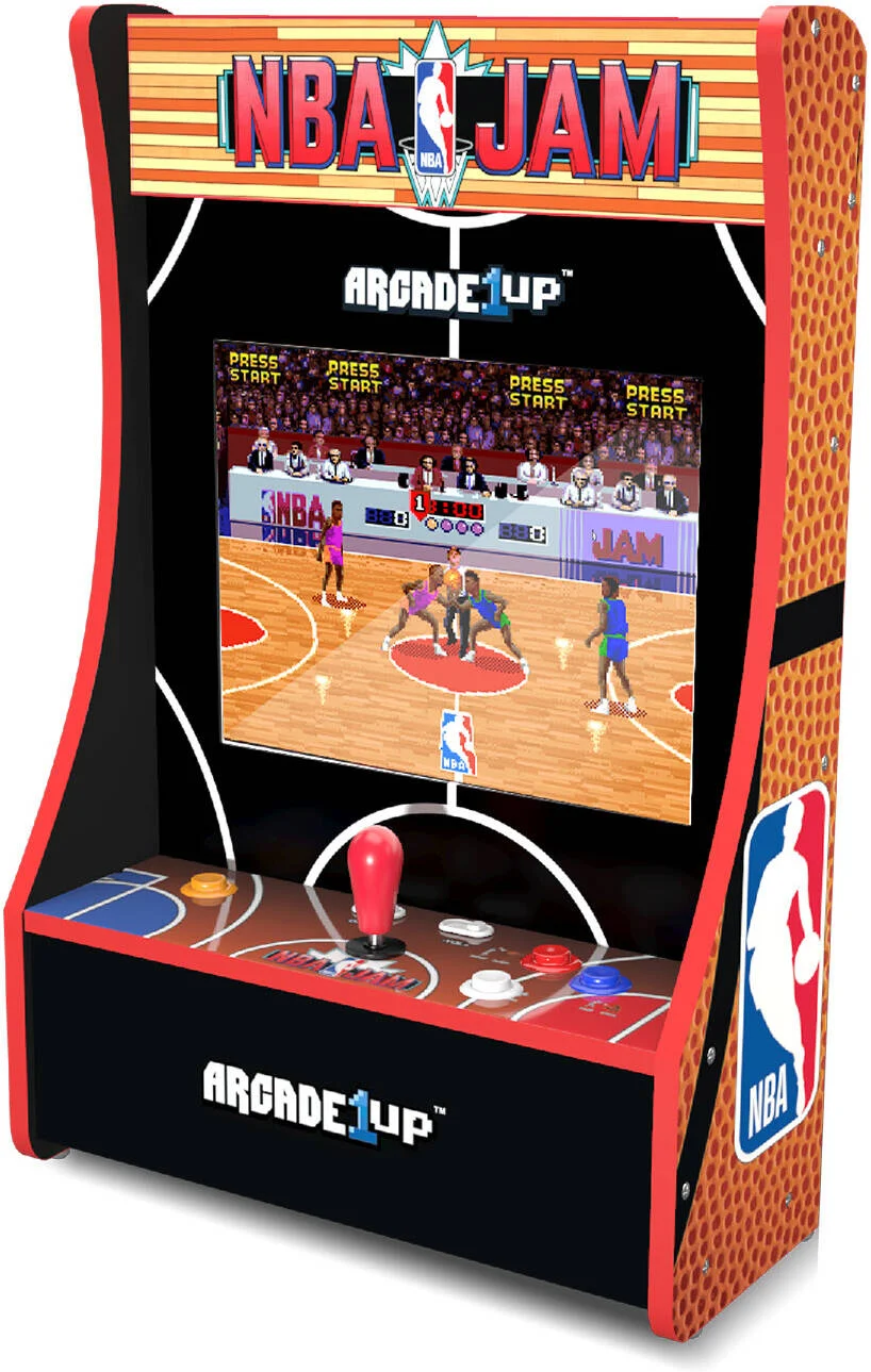 کنسول آرکید رترو Arcade1Up NBA Jam Partycade، صفحه نمایش 17 اینچی LCD، محافظ عرشه شفاف، شامل بازی های NBA Jam، NBA Jam Tournament Edition، NBA Jam Hang Time | AIUP-NBAJ-PC