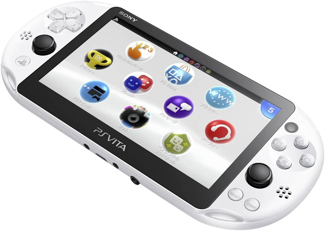 کنسول بازی دستی پلی‌استیشن ویتا سونی، نمایشگر کریستال مایع 5 اینچی، 1 گیگابایت حافظه، اتصال وای‌فای، عملکرد بی‌نقص، سفید یخچالی | PSVCW