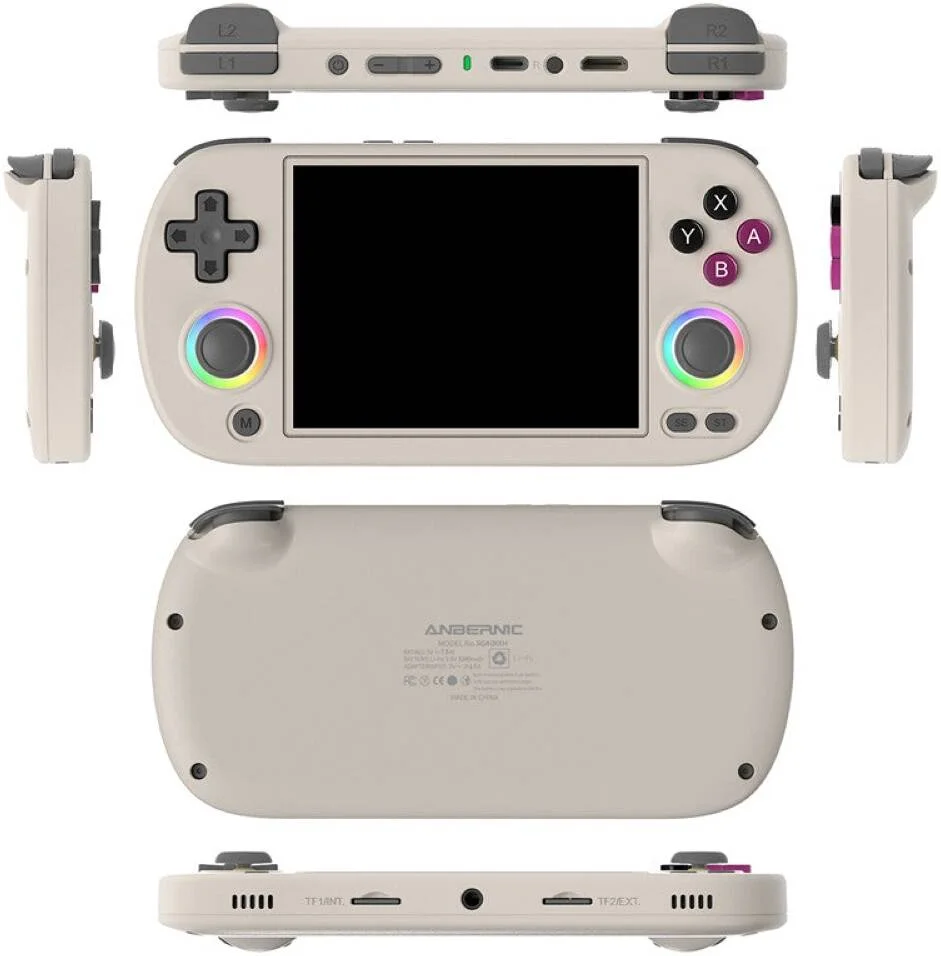 کنسول بازی دستی رترو ANBERNIC RG40XX H، صفحه نمایش 4.0 اینچی IPS، سیستم لینوکس، کارت TF 64G داخلی با 5488 بازی، پشتیبانی از خروجی HDMI TV، وای فای 5G بلوتوث 4.2، خاکستری | RG40XX H