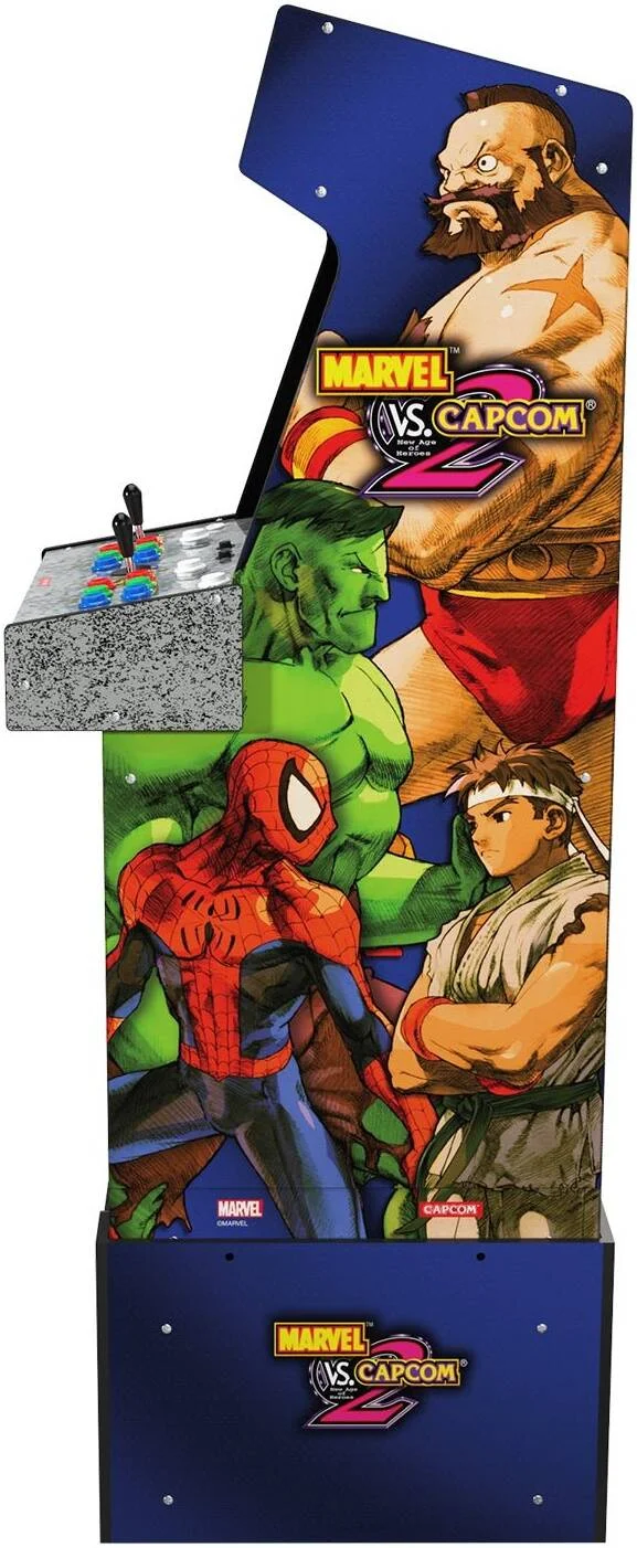 دستگاه بازی آرکید Marvel vs Capcom 2 Arcade1Up، حجم قابل تنظیم، محافظ عرشه شفاف، بند ضد واژگونی، تابلوی روشن، شامل 8 بازی کلاسیک | A1UP-MVC2-AM دستگاه بازی آرکید Marvel vs Capcom 2 Arcade1Up، حجم قابل تنظیم، محافظ عرشه شفاف، بند ضد واژگونی، تابلوی روشن، شامل 8 بازی کلاسیک | A1UP-MVC2-AM