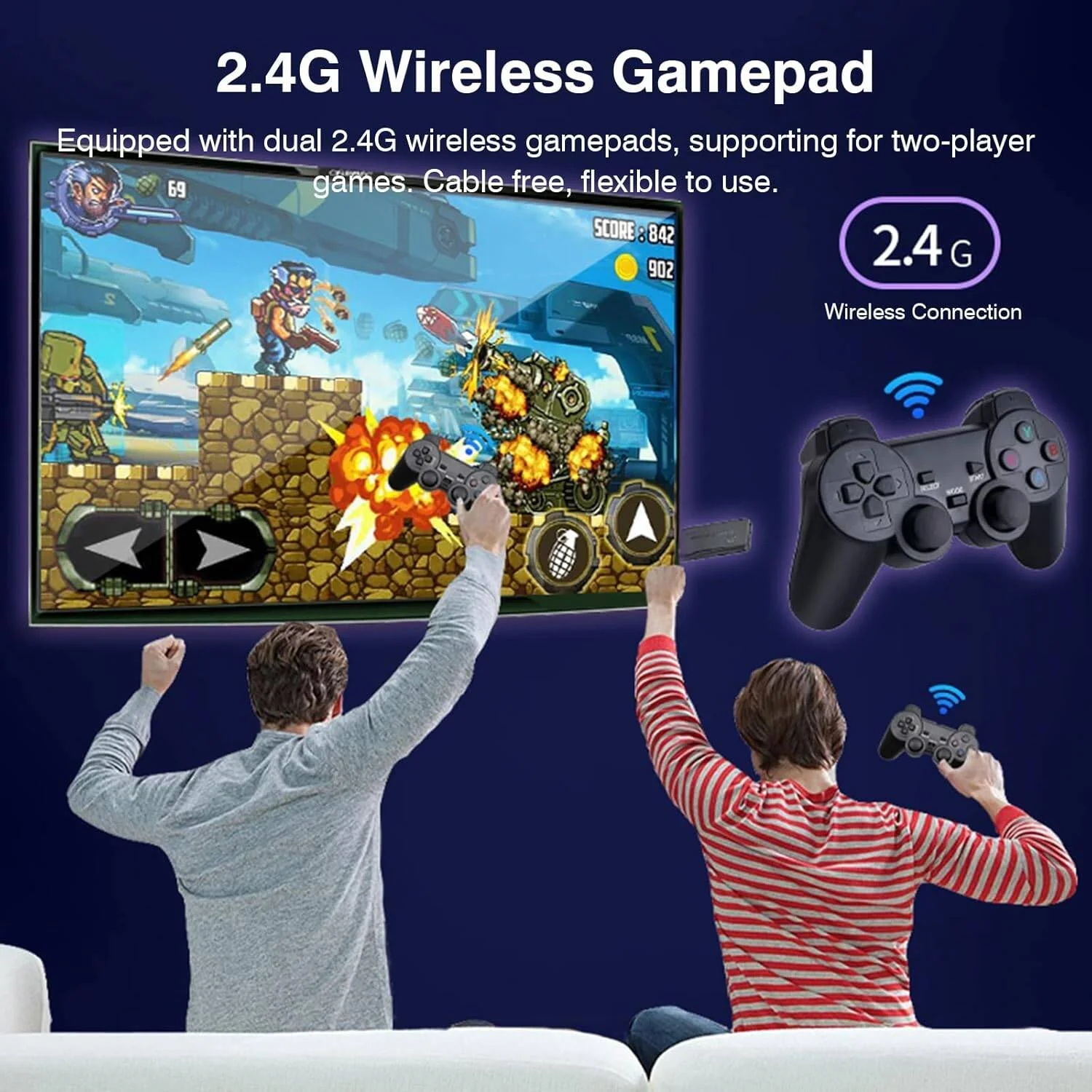 کنسول بازی استیک ویدیویی 1080P یوستار با دو دسته بازی بی سیم 2.4G، دارای 10000 بازی، خروجی با کیفیت بالا