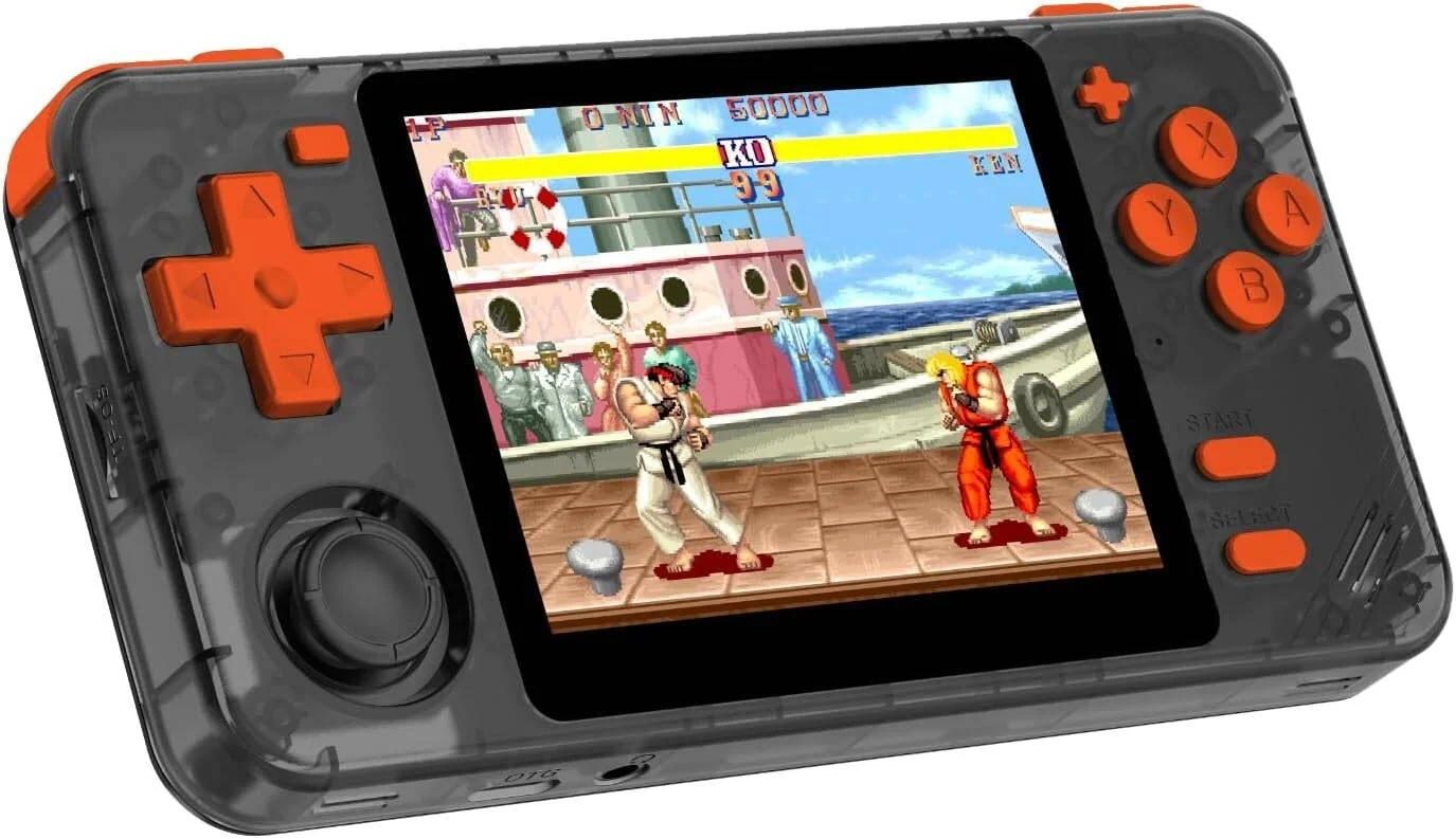 کنسول بازی آرکید رترو Porodo، ظرفیت باتری 2800 میلی آمپر ساعت، بیش از 5000 بازی داخلی، نرخ تازه سازی 60 هرتز، پشتیبانی از کارت حافظه تا 256 گیگابایت، پردازنده چهارهسته ای 64 بیتی A35 (نارنجی مشکی)