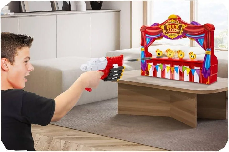 بازی شهربازی اردک هاملیز، شامل تفنگ و دارت، مناسب کودکان بالای 6 سال، بازی چند نفره