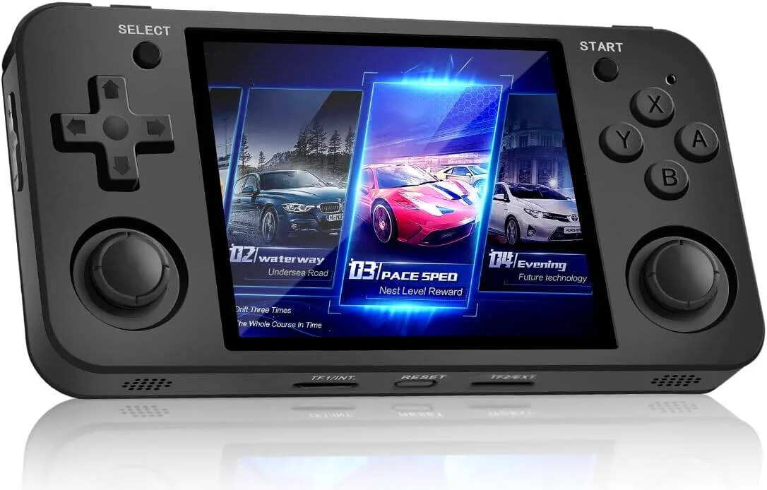 کنسول بازی دستی رترو ANBERNIC RG351P، صفحه نمایش 3.5 اینچی IPS، لینوکس متن باز، RK3326 1.5GHz، حافظه 64 گیگابایتی، باتری 3500 میلی آمپر ساعتی، بیش از 2500 بازی کلاسیک، پشتیبانی از PSP/N64/PS1، مشکی | RG351P