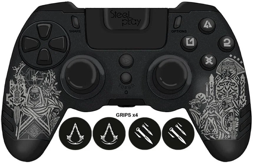 دسته بازی سیمی Steelplay LEXIP X UBISOFT METALTECH برای PS4 و PC، Assassin's Creed Mirage، کابل 3 متری، تاچ پد، مشکی | JVAMUL00173