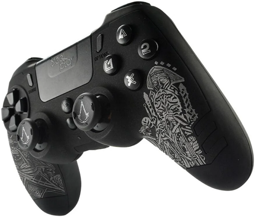 دسته بازی سیمی Steelplay LEXIP X UBISOFT METALTECH برای PS4 و PC، Assassin's Creed Mirage، کابل 3 متری، تاچ پد، مشکی | JVAMUL00173