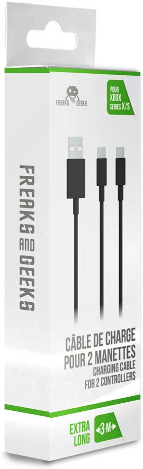 کابل شارژ 3 متری برای 2 دسته سری X با پورت Type C، اتصال USB به USB-C، امکان بازی و شارژ همزمان، سازگار با دستگاه هایی که از طریق USB-C شارژ می شوند، مشکی | 330001