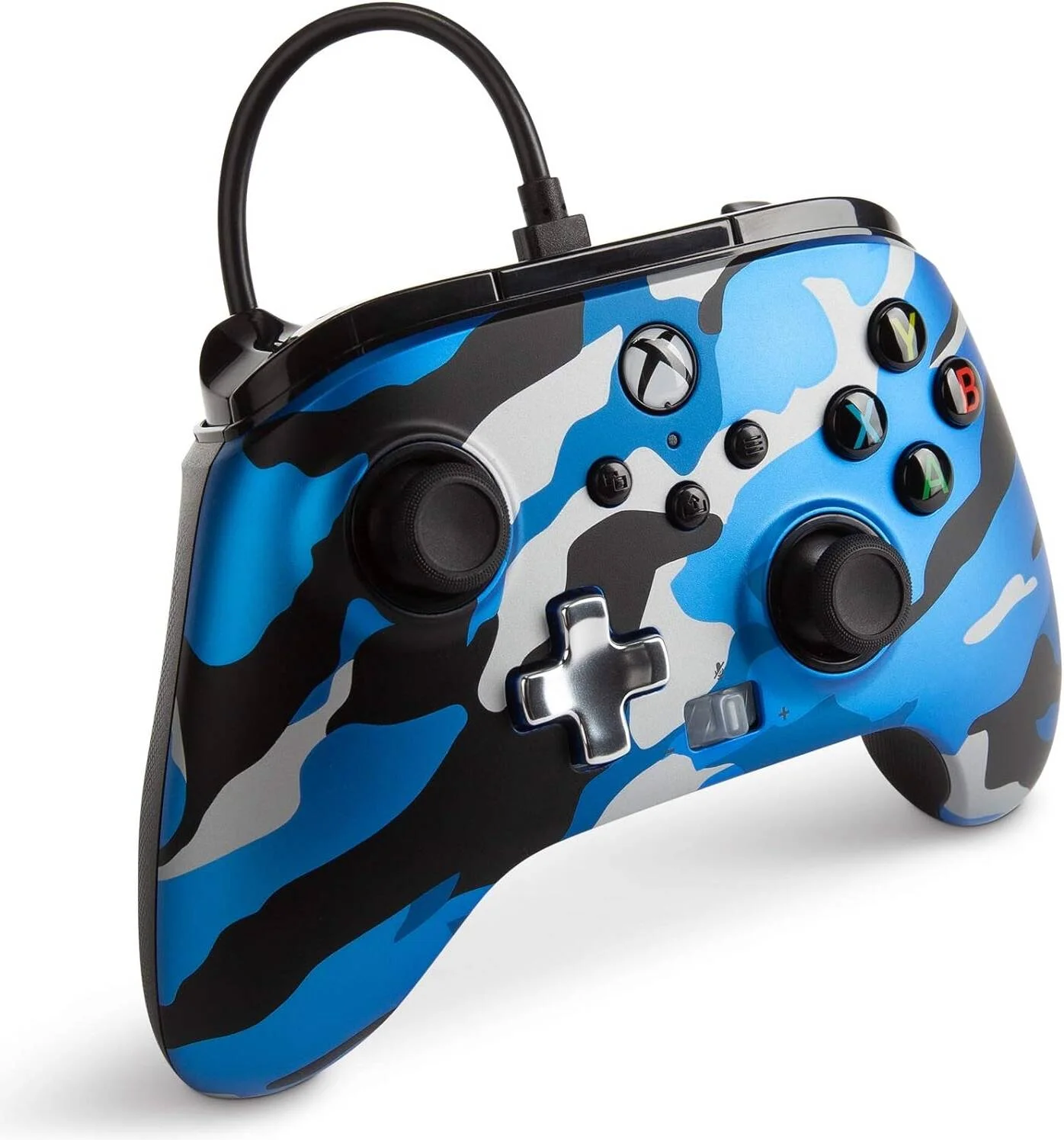 کنترلر سیمی پیشرفته PowerA طرح استتار فلزی آبی (ایکس باکس وان)