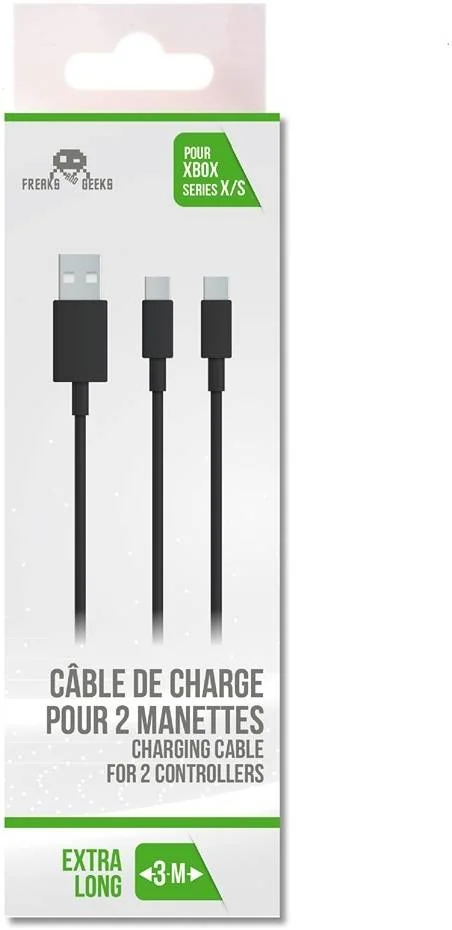 کابل شارژ 3 متری برای 2 دسته سری X با پورت Type C، اتصال USB به USB-C، امکان بازی و شارژ همزمان، سازگار با دستگاه هایی که از طریق USB-C شارژ می شوند، مشکی | 330001