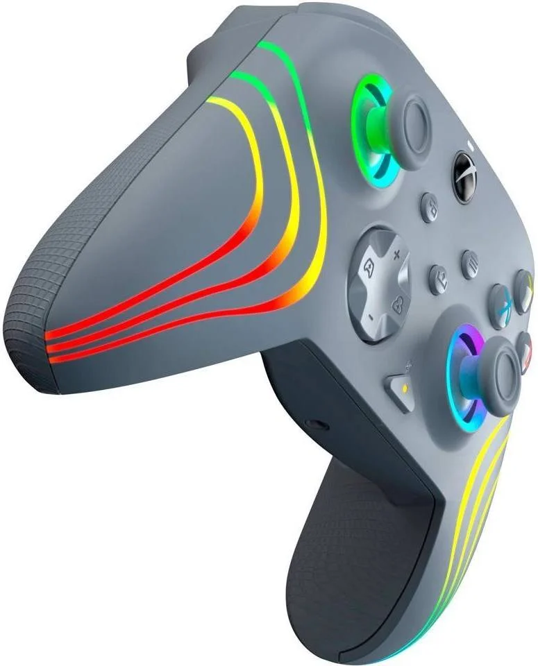 دسته بازی سیمی Afterglow Wave PDP، سازگار با XBOX Series X/S / Xbox One / PC، کابل 2.4 متری، دکمه های پدال پشتی، USB-C جداشدنی، نورپردازی LED قابل تنظیم، خاکستری | 049-024-GE