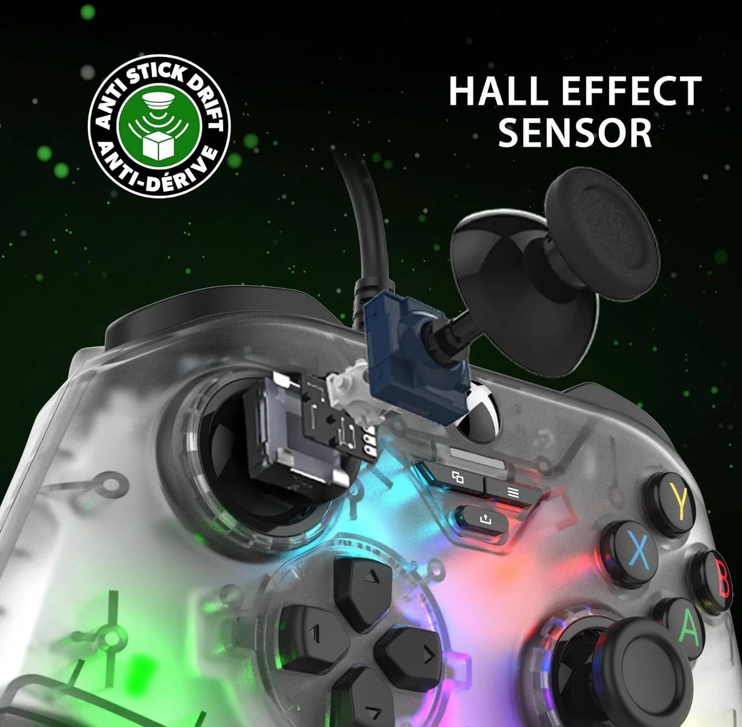 گیم پد سیمی Snakebyte RGB X برای Xbox Series X|S، Xbox One و PC | طراحی شده برای Xbox | سنسورهای اثر هال برای جوی استیک ها/ماشه های دقیق | جک صوتی 3.5 میلی متری | SB922350