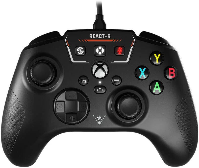 کنترلر Turtle Beach React-R، بازخورد لرزشی، کنترل‌های پاسخگو، دسته‌های بافت‌دار ارگونومیک، دو دکمه اکشن سریع قابل تنظیم، پورت صوتی 3.5 میلی‌متری، کابل جداشدنی 2.5 متری، مشکی | 59328
