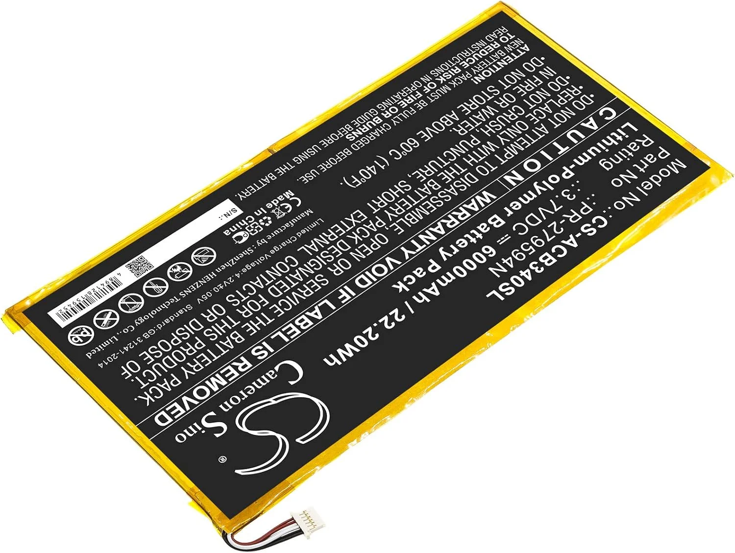 باتری جایگزین سازگار با Acer PR-279594N, PR-279594N(1ICP3/95/94-2) Iconia One 10 B3-A40