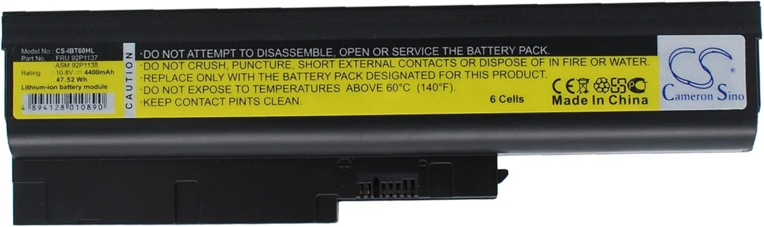باطری قابل شارژ جدید AQQXING برای ThinkPad R60، ThinkPad R60 9455، ThinkPad R60 9456، ThinkPad R60 9457، ThinkPad T61p (4400mAh) 40Y6797, 40Y6798, 40Y6799, 41N5666, 41U3196, 42T4504, 42T4511