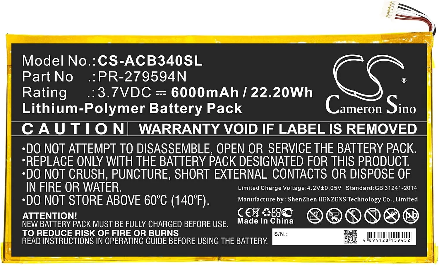 باتری جایگزین سازگار با Acer PR-279594N, PR-279594N(1ICP3/95/94-2) Iconia One 10 B3-A40