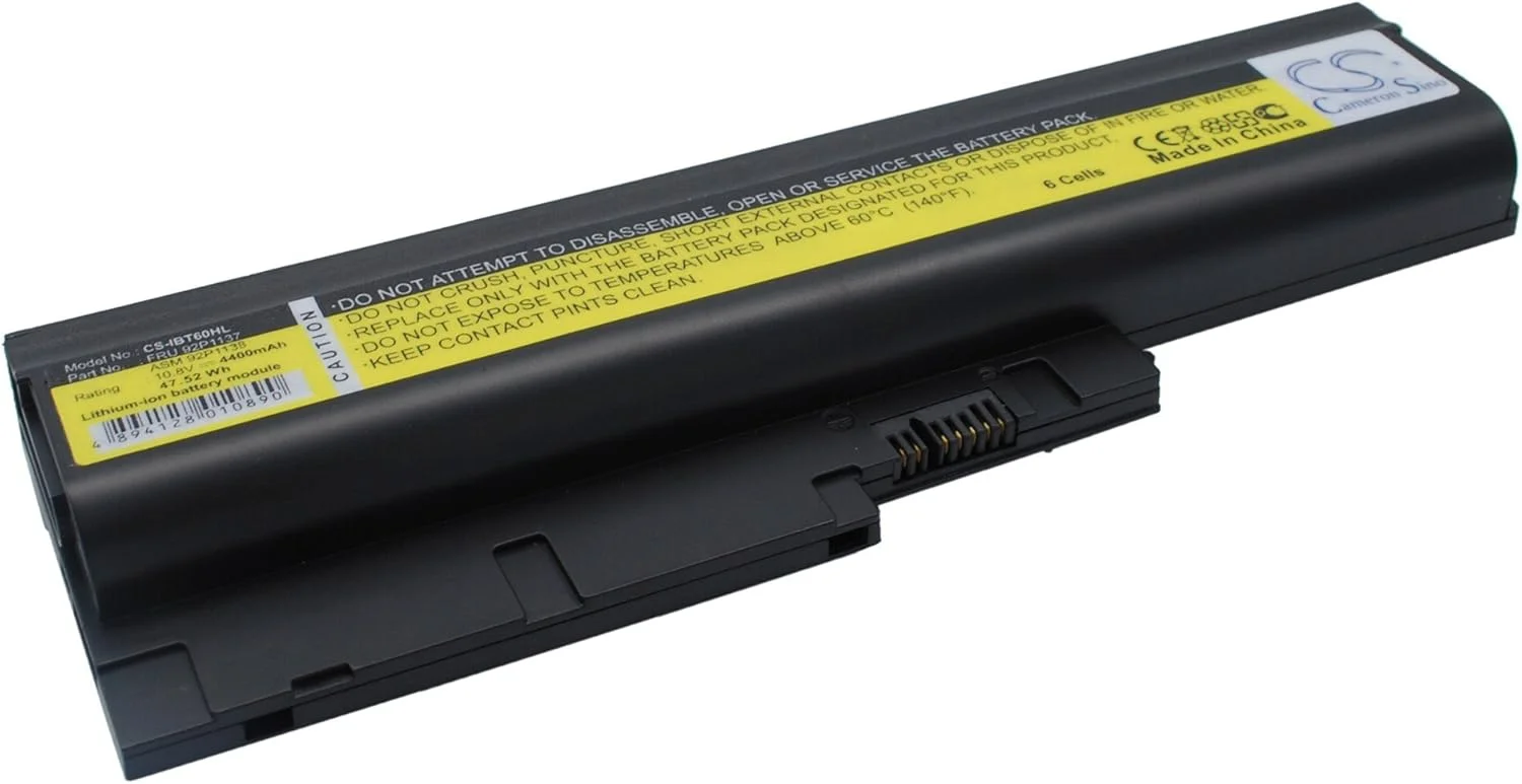 باطری قابل شارژ جدید AQQXING برای ThinkPad R60، ThinkPad R60 9455، ThinkPad R60 9456، ThinkPad R60 9457، ThinkPad T61p (4400mAh) 40Y6797, 40Y6798, 40Y6799, 41N5666, 41U3196, 42T4504, 42T4511