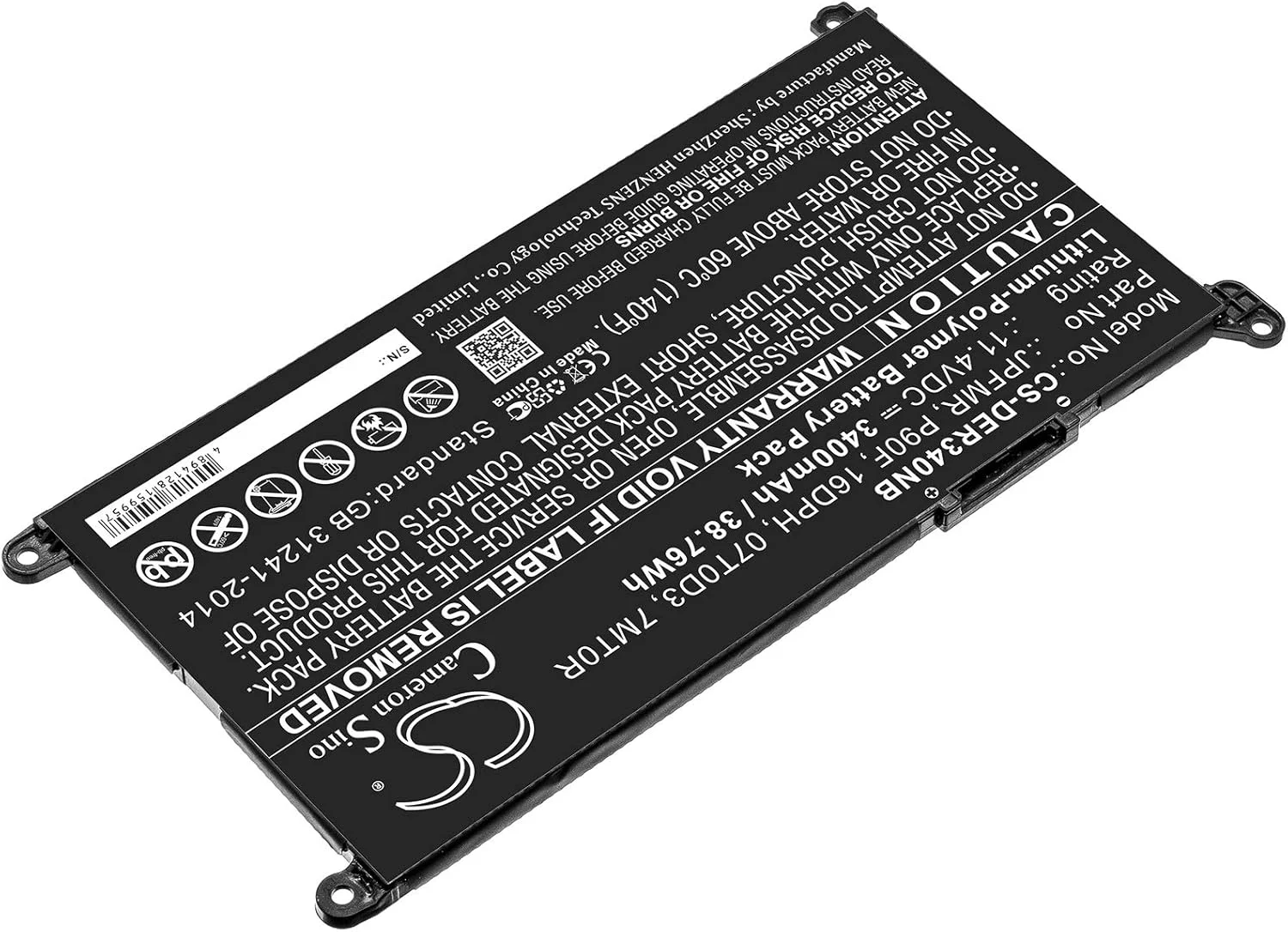 باطری قابل شارژ جدید AQQXING برای 7000 14(i5-7200U/4GB/128GB 500, 7000(INS14-7460-R1605G), Chromebook 3400, Vostro 5590 (3400mAh) 01VX1H, 07T0D3, 0WDX0R, 16DPH, 1VX1H, 3CRH3, 7MT0R, 9W9MX