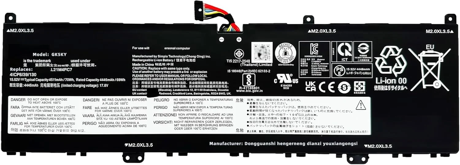 باتری جایگزین لپ تاپ L21M4PC7 L21C4PC4 برای لنوو Slim 7 ProX-14IAH7 ProX-14ARH7 / Yoga Slim 7 ProX-14IAH7 ProX-14ARH7 سری L21M4PE0 L21C4PE0 L21D4PC4 L21D4PE0 با عملکرد بالا