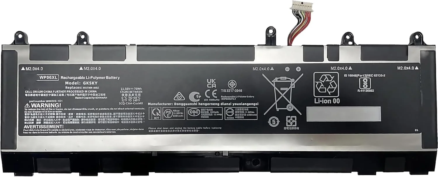 باتری لپ تاپ 76Wh WP06XL جایگزین برای HP برای Elitebook 830 840 G9 برای Elitebook 860 865 G9 865 G10 ZBook Firefly 16 G9 Series M73470-005 HSTNN-IB9Z M64306-1C1 M64308-171 با عملکرد بالا باتری لپ تاپ 76Wh WP06XL جایگزین برای HP برای Elitebook 830 840 G9 برای Elitebook 860 865 G9 865 G10 ZBook Firefly 16 G9 Series M73470-005 HSTNN-IB9Z M64306-1C1 M64308-171 با عملکرد بالا