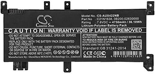 باطری قابل شارژ جدید AQQXING برای F442UR، VivoBook 14 X442U، VivoBook 14 X442UA، VivoBook 14 X442UA-FA016T، X442UR-GA029T، X442UR-GA061T، X442UR-GA071T (4750mAh) 0B200-02630000، C21N1638