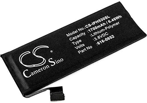 باتری جایگزین SYTH سازگار با مدل‌های 616-0652, 616-0719, 616-0720, 616-0722, 616-0728 A1234, A1457, A1516, A1518, A1528, A1529, A1530, A1533, 1PH0NE 5s, ME341LL/A (1700mAh/3.8V)