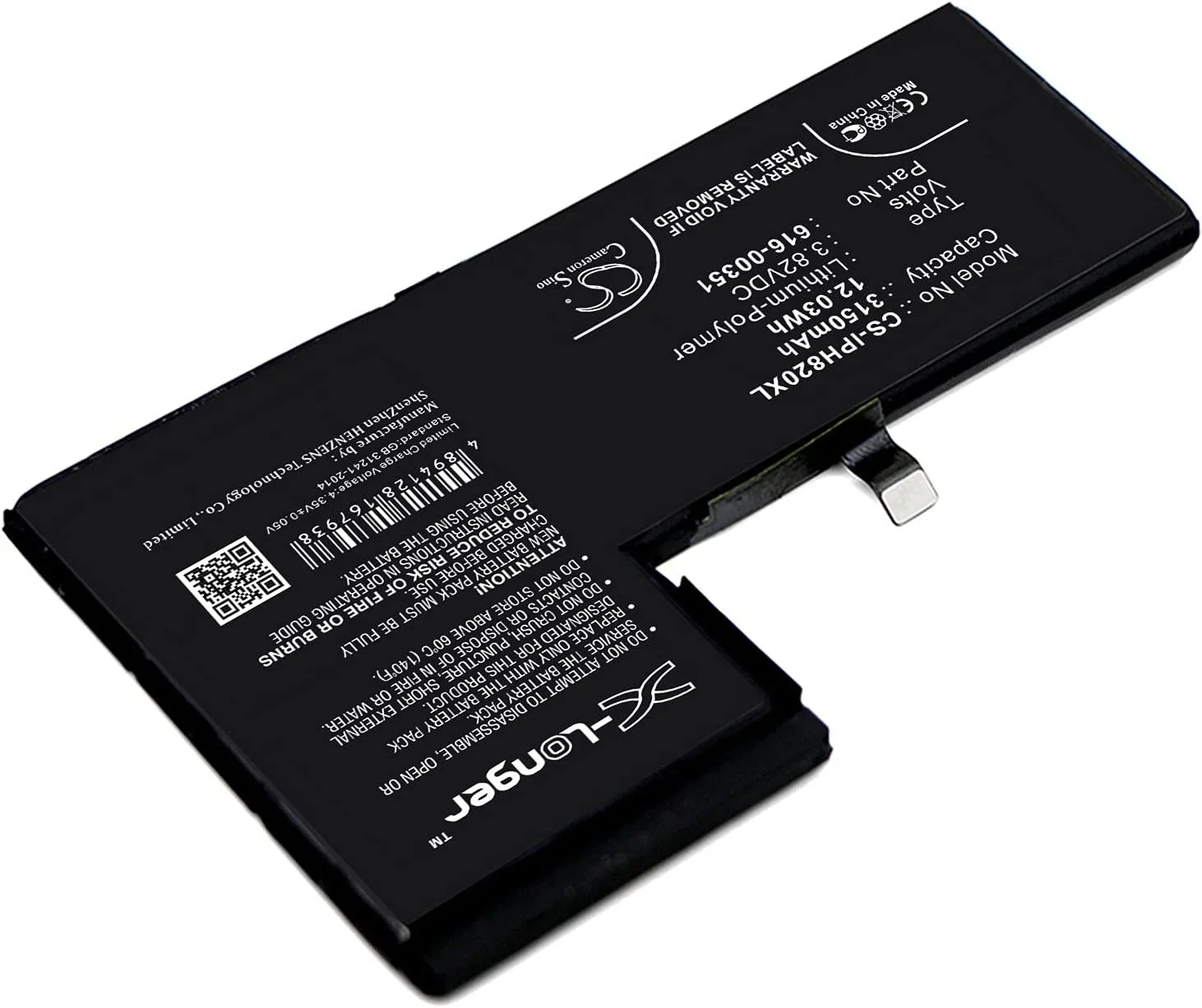 باتری جایگزین SYTH سازگار با اپل 616-00351 آیفون X، MQA52LL/A، MQA62LL/A، MQA82LL/A، MQA92LL/A (3150mAh/3.82V)