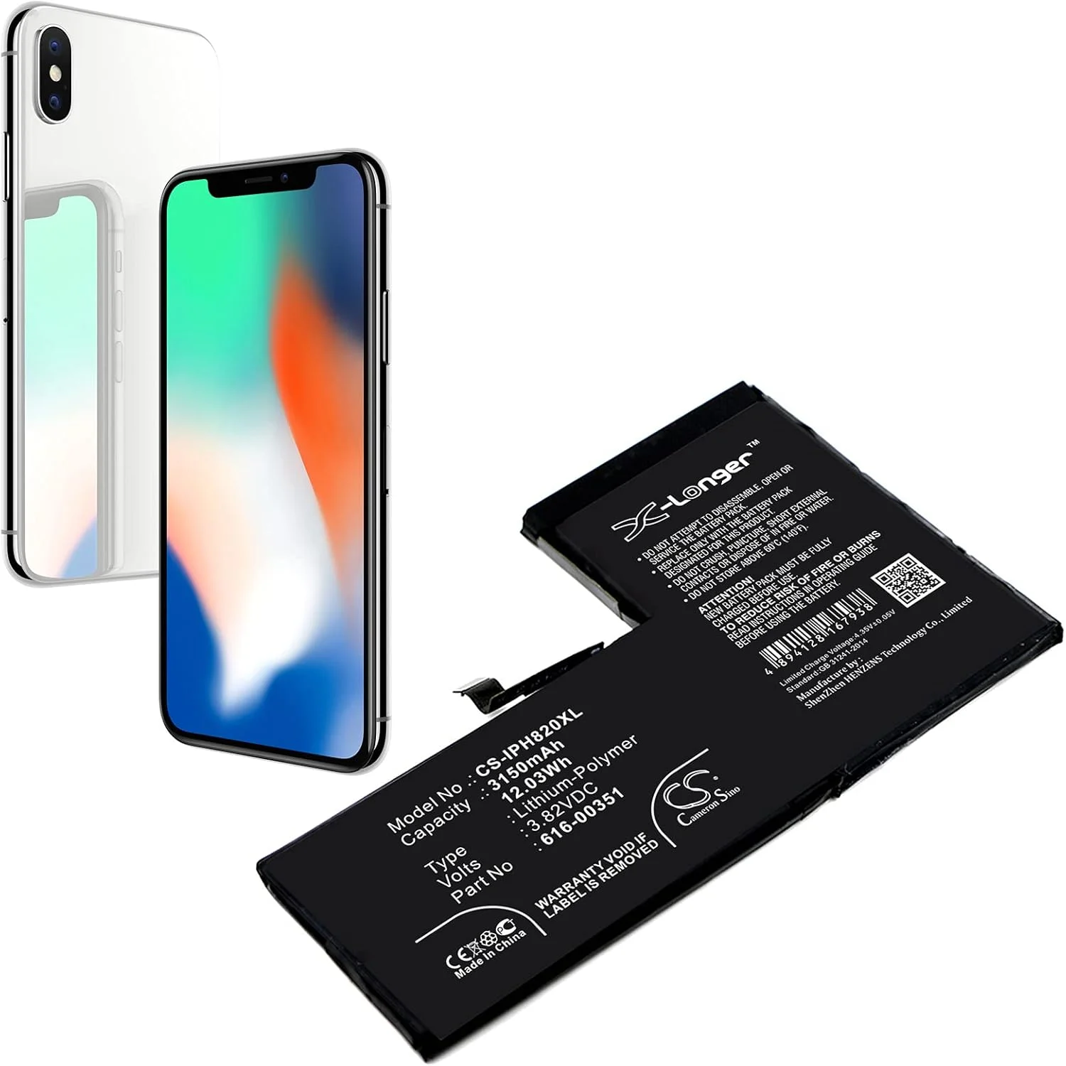 باتری جایگزین SYTH سازگار با اپل 616-00351 آیفون X، MQA52LL/A، MQA62LL/A، MQA82LL/A، MQA92LL/A (3150mAh/3.82V) باتری جایگزین SYTH سازگار با اپل 616-00351 آیفون X، MQA52LL/A، MQA62LL/A، MQA82LL/A، MQA92LL/A (3150mAh/3.82V)