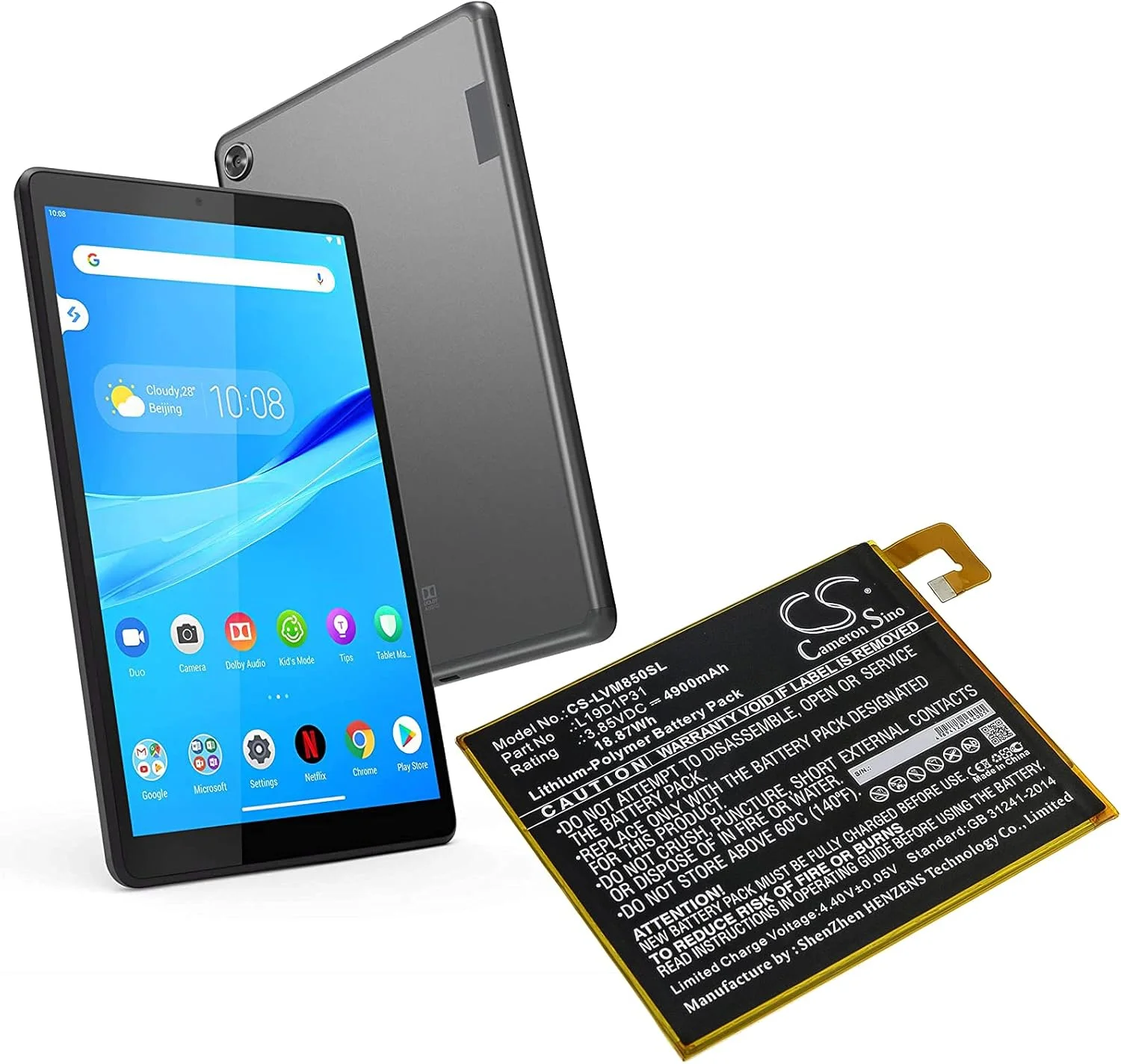 باتری جایگزین SOBOUR برای لنوو، شماره قطعه: L19D1P31، تب M8، TB8505F باتری جایگزین SOBOUR برای لنوو، شماره قطعه: L19D1P31، تب M8، TB8505F