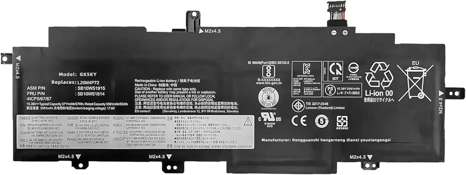 باتری 57Wh مدل L20M4P72 SB10W51915 5B10W51814 جایگزین برای لنوو ThinkPad T14s نسل دوم 2021 L20L4P72 SB10W51914 5B10W13976 L20C4P72 SB10W51916 5B10W51815 L20D4P72 SB10W51917 با عملکرد بالا