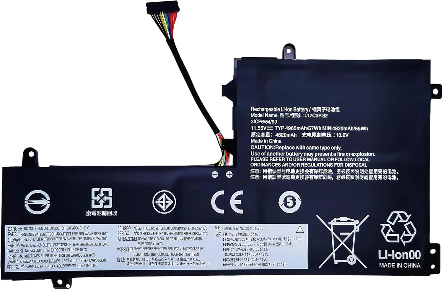 باتری لپ تاپ 52.5Wh L17L3PG1 جایگزین برای Lenovo Legion Y530-15ICH Y7000 2019 1050 Y7000-2019-PG0 Y540-15IRH-PG0 سری Y7000P نوت بوک L17M3PG3 11.34V با عملکرد بالا