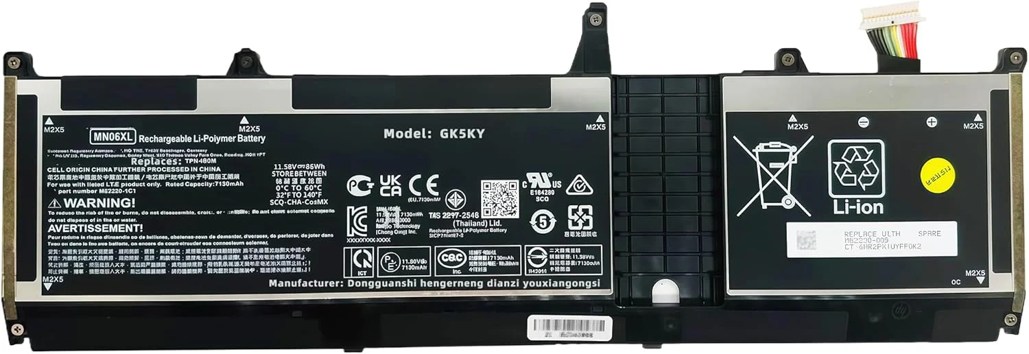 باتری لپ تاپ 86Wh MN06XL 11.58V جایگزین برای HP ZBook Studio 16 G9 Mobile Workstation/ZBook Studio 16 G10 G11 Mobile Workstation Series TPN-DB1B M82230-005 M82220-2C1 31CP7/44 با عملکرد بالا