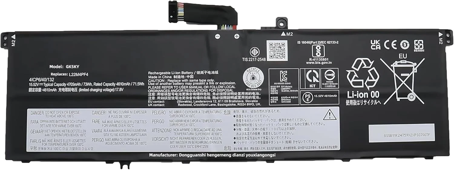 باتری لپ تاپ 73Wh L22C4PF4 جایگزین برای لنوو IdeaPad Yoga Pro 7 14IRH8 14APH8 14ARP8 14IMH9 Slim Pro 7 14APH8 14ARP8 SB11K24758 5B11K24754 L22M4PF4 SB11K24759 L22D4PF4 با عملکرد بالا