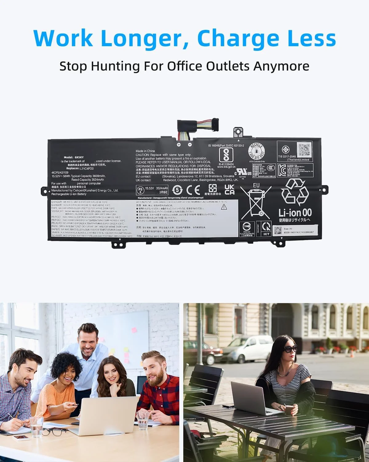 باتری لپ تاپ 56Wh L21M4PD0 L21B4PD0 L21C4PD0 جایگزین برای لنوو ThinkBook 13S G4 ARB IAP، ThinkBook 13X G2 IAP، ThinkBook Plus G4 IRU Series 5B11D96862 5B11D96865 با عملکرد بالا