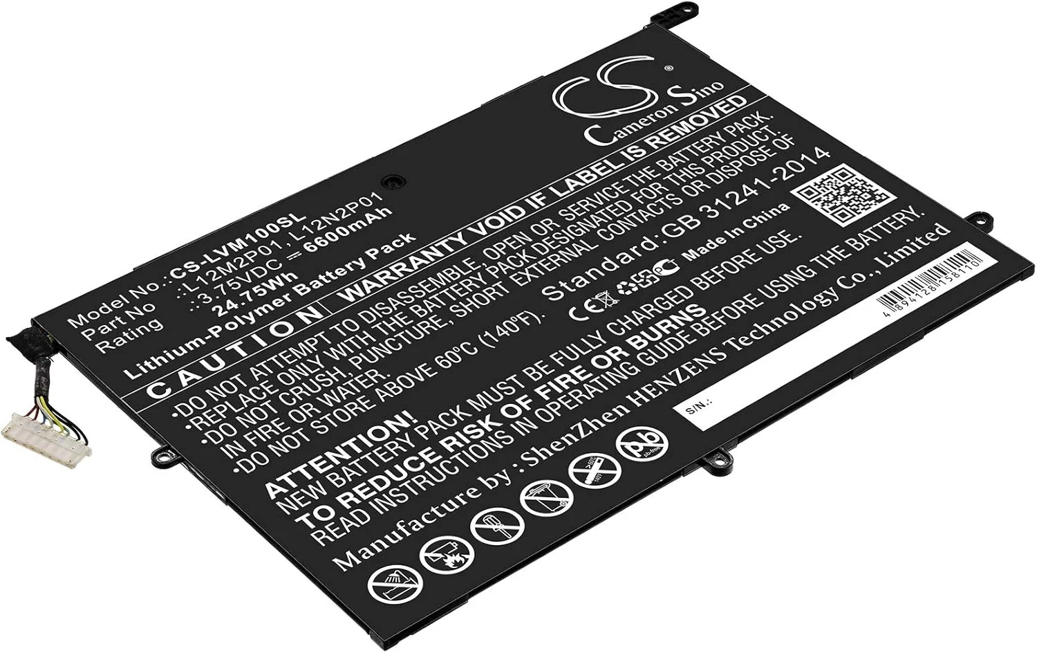 باتری لیتیوم-پلیمری جایگزین NEENO برای 121500184، 1ICP4/83/102-2، 1ICP4/83/103-2، L12M2P01، L12N2P01 Miix 10، ThinkPad Tablet 2 3679-10.1، Z2760