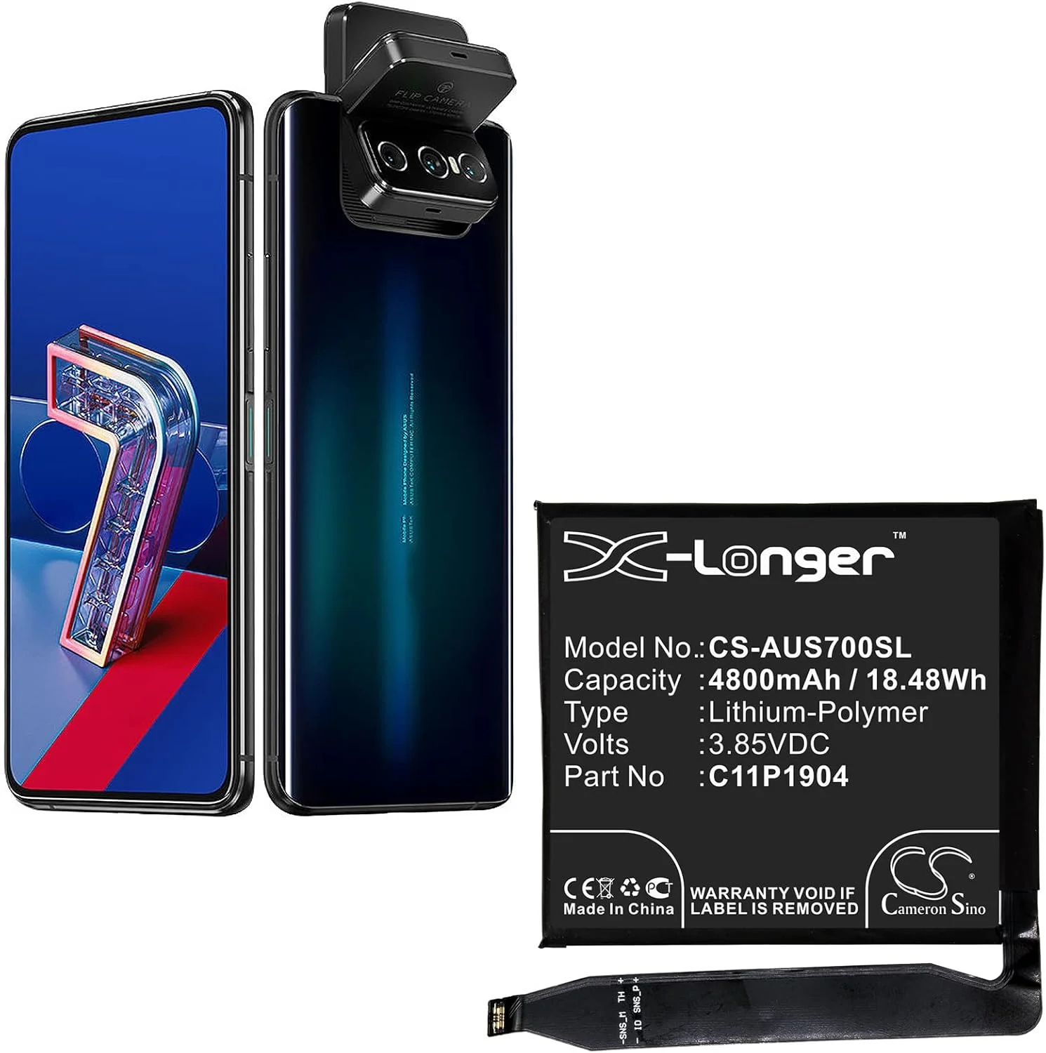 باتری جایگزین 0B200-03740200, C11P1904، 4800mAh برای ایسوس