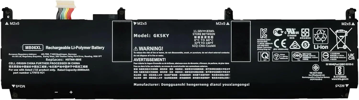 باتری لپ تاپ 83wh MB06XL L78553-005 جایگزین باتری لپ تاپ اچ پی برای ZBook Studio G7 1J3R6EA 1J3U6EA 2J3H8PA 21X54UT H80612762 28Y09PA 1J3S8EA 235M3PA 21X85UT سری L77973-1C1 HSTNN-IB9E با عملکرد بالا