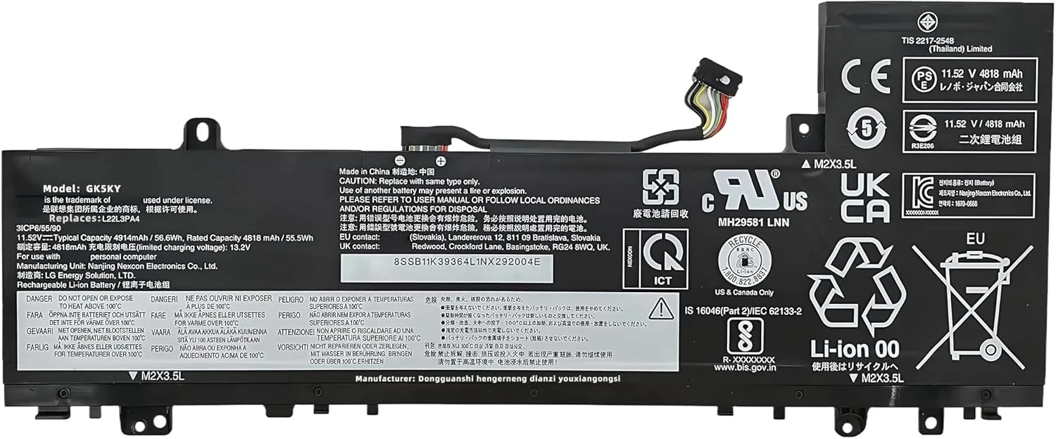 باتری لپ تاپ 56.6wh مدل L22L3PA4 L22C3PA4 L22M3PA4 جایگزین برای لنوو IdeaPad Slim 5-14ABR8 5-16ABR8 5-14IAH8 5-16IAH8 5-14IRL8 5-16IRL8 سری 5B11N45401 5B11K39356 L22B3PA4 با عملکرد بالا