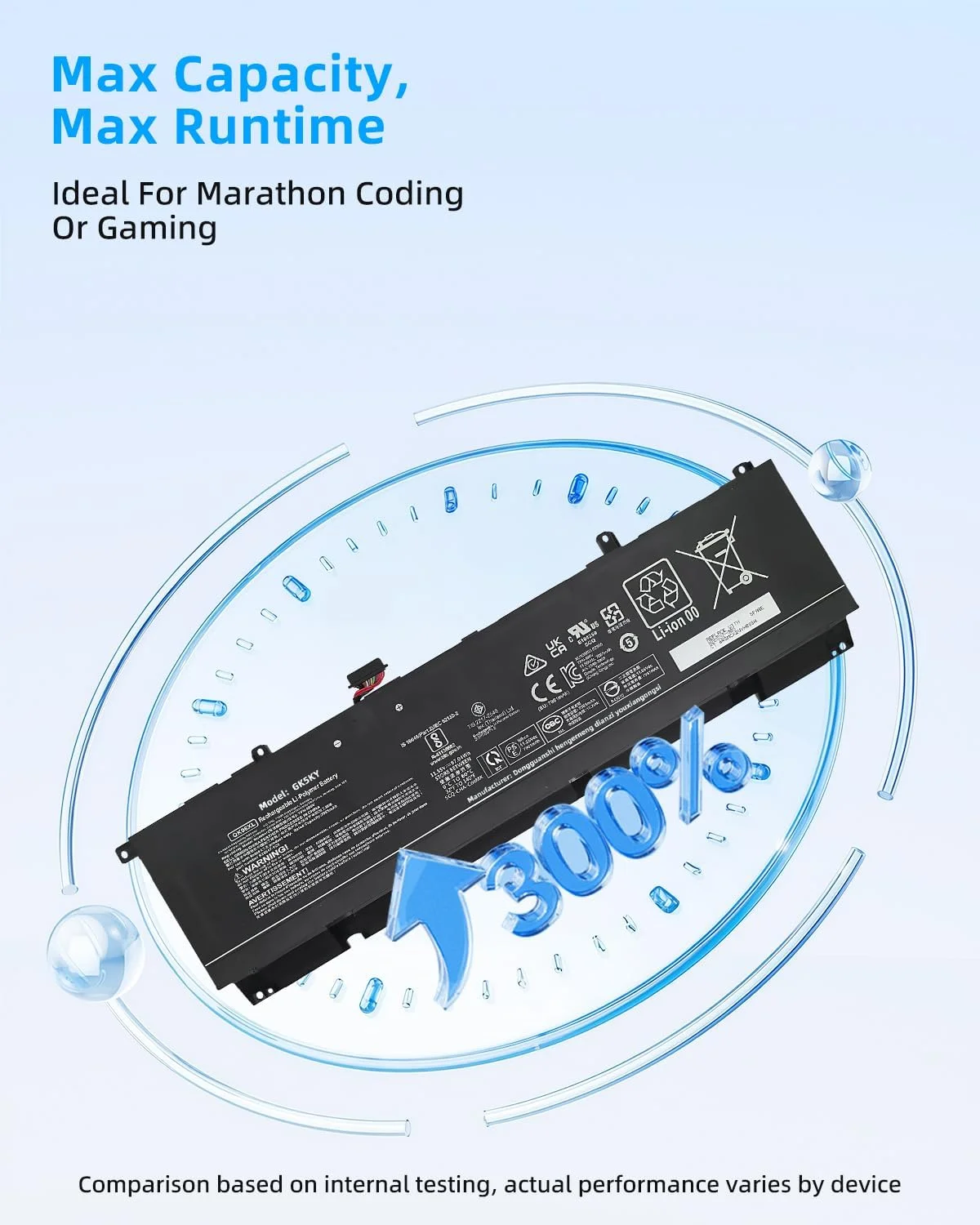 باتری لپ تاپ جایگزین QK06XL N28832-005 با ظرفیت 97.04Wh برای HP برای Omen Transcend 16-u0000ci 16-u0020nw 16-u0077ng 16-u1000nt 16-u1095ng 16-u1900nz 16-u0001TX سری TPN-IB0V N28647-1C1 با عملکرد بالا