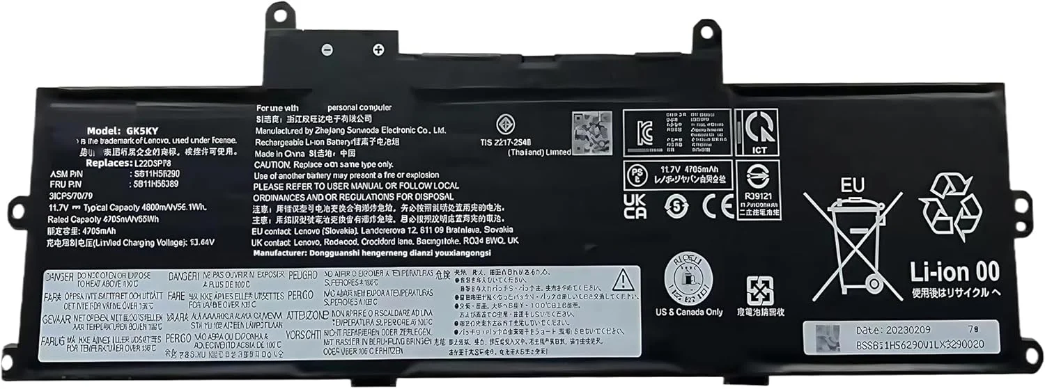 باتری لپ تاپ 56.1Wh مدل L22D3P78 جایگزین برای لنوو ThinkPad X1 Carbon نسل 12 مدل 21KD 21KC و ThinkPad X1 2 در 1 نسل 9 سری 21KF مدل های 5B11H56383 L22C3P76 L22B3P73 L22D3P77 با عملکرد بالا