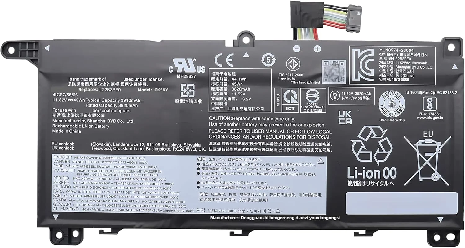 باتری لپ تاپ 52.5Wh L21M3PE1 L21M3PE0 جایگزین برای لنوو IdeaPad Flex 5 14ALC7 14IAU7 16ALC7 16IAU7 سری SB11F38037 5B11F38034 L21C3PE0 L21L3PE0 L21B3PE0 L21M3PE2 11.52V با عملکرد بالا