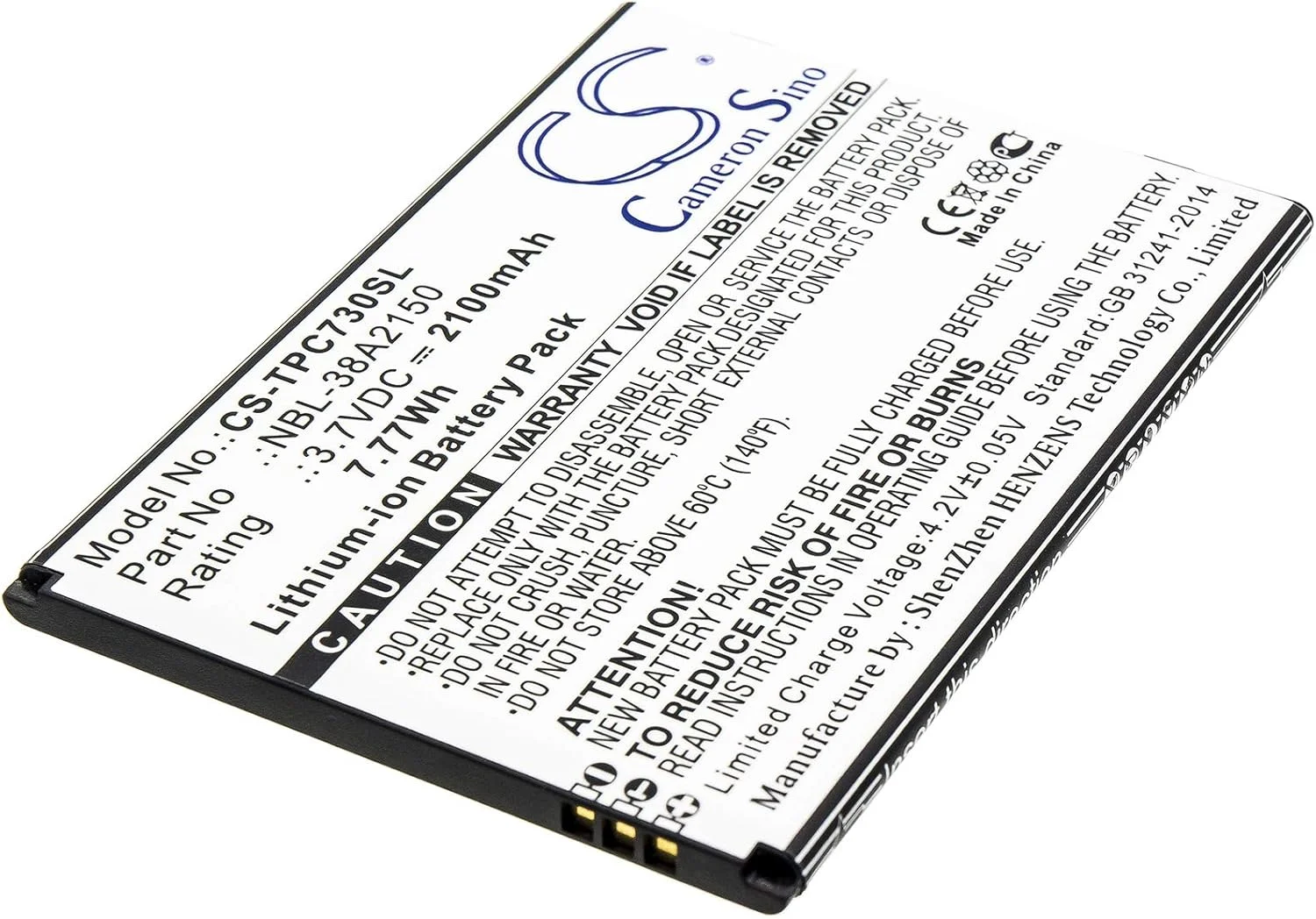 سازگار با باتری نفوس NBL-38A2150 C7 Lite، TP7041A