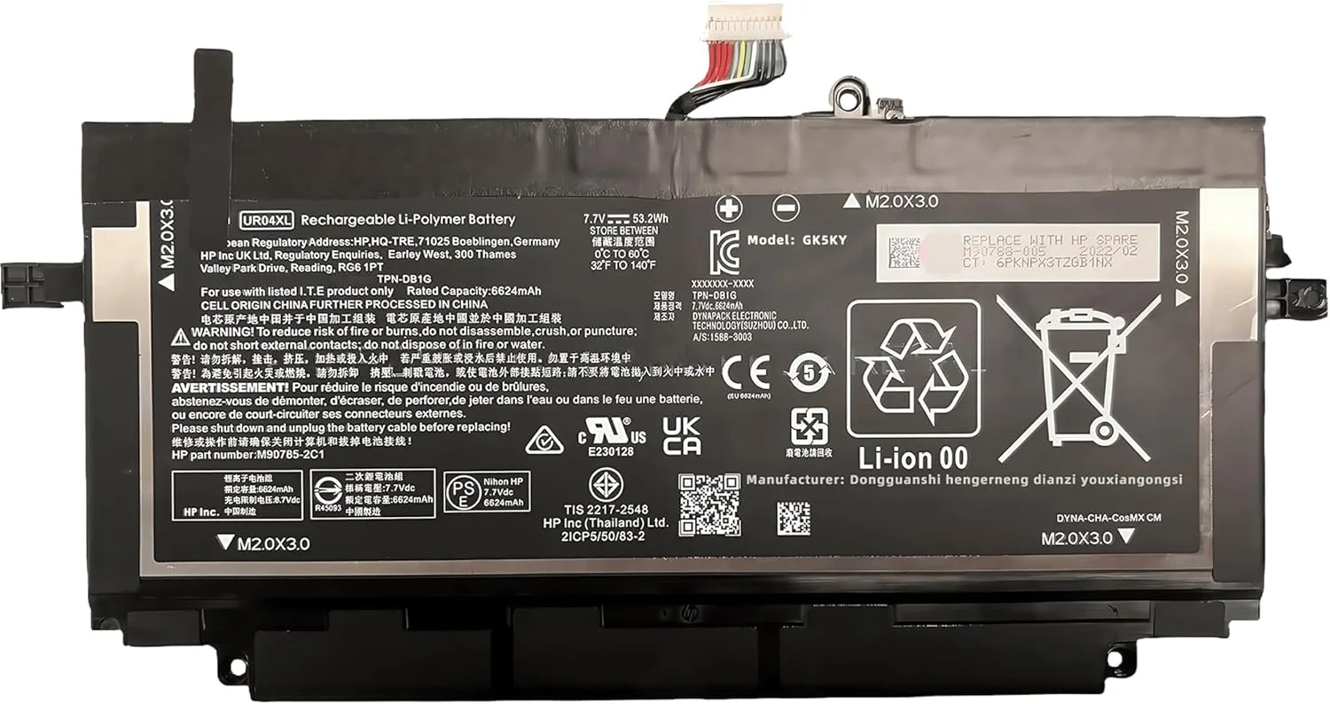 باتری لپ تاپ 53.2Wh UR04XL TPN-DB1G 6624mAh 53.2WH 7.7V برای عملکرد بالا HP