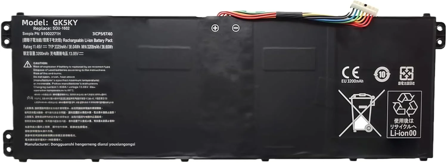 باتری جایگزین SQU-1602 با ظرفیت 3320mAh و توان 38.04Wh برای لپ‌تاپ‌های سری Hasee X5-CP5D1 CP5E1 CP5S1 916Q2271H 3ICP5/57/80 با عملکرد بالا