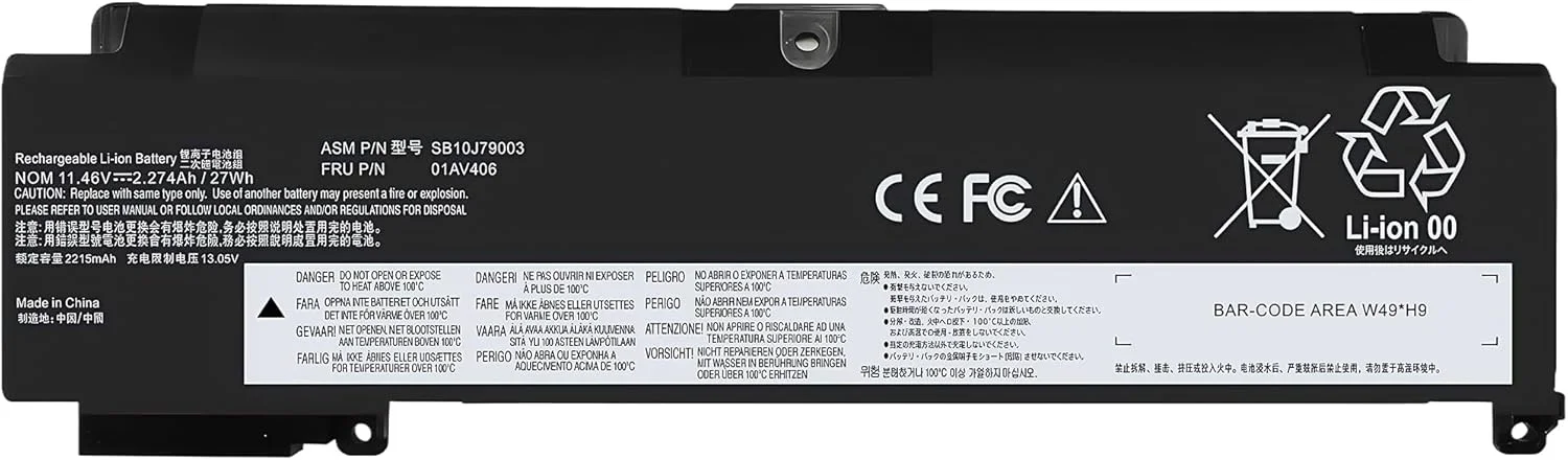 باتری لپ تاپ 27Wh 01AV406 مناسب برای ThinkPad T470S، جایگزین SB10J79003 برای T460S T470S سری ThinkPad داخلی 01AV405 00HW025 00HW038 00HW024 01AV462 01AV407 01AV408 L16M3P73 با عملکرد بالا