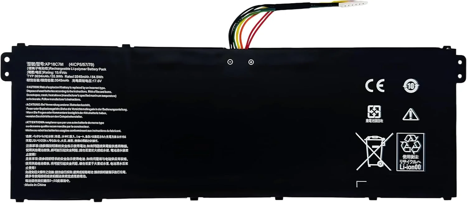 باتری لپ‌تاپ جایگزین AP18C7M AP18C7K با ظرفیت 55.9 وات‌ساعت برای ACER ConceptD 3 CN315-72 Spin 5 SP513-54N SP513-55N Swift 3 SF313-52 SF313-52G SF313-53 SF514-55T SF514-55TA با عملکرد بالا