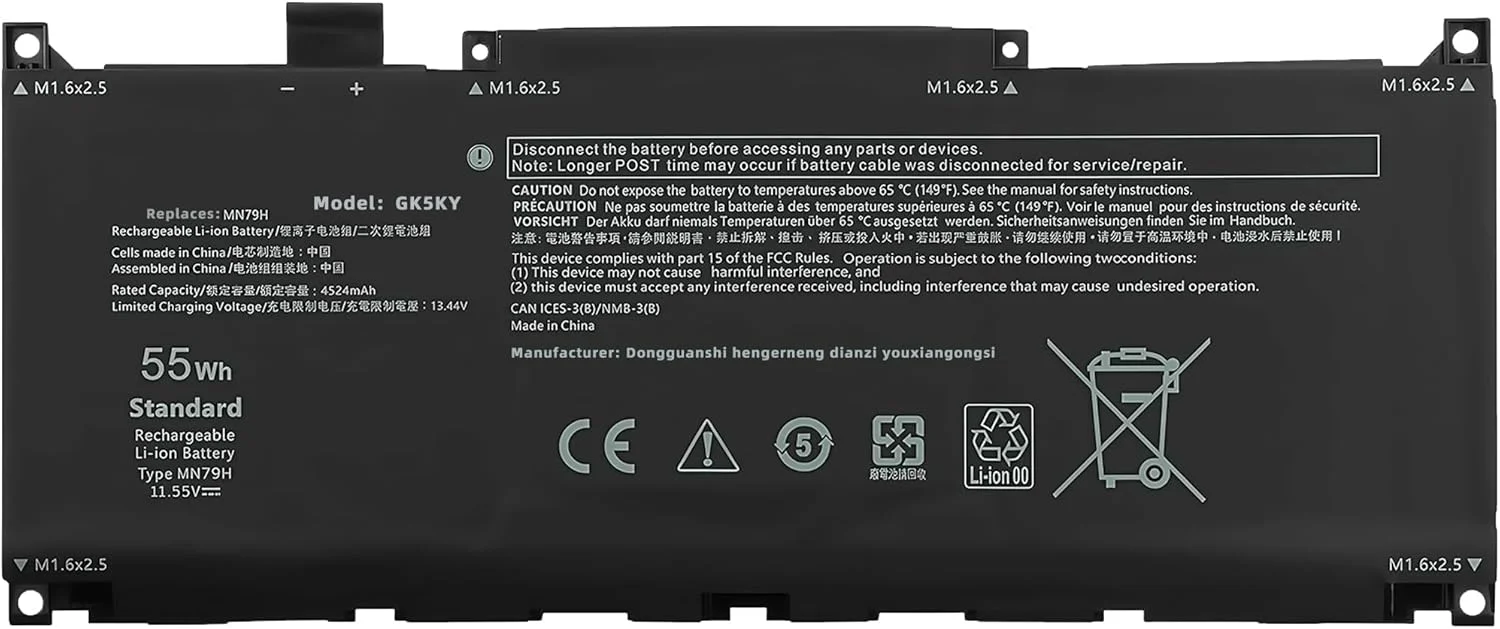 باتری لپ تاپ 55Wh MN79H جایگزین برای نوت بوک های سری Dell XPS 13 Plus 9320 مدل های XPS9320-7523BLK-PUS XPS9320-7585SLV-PUS J7H5M 0J7H5M NXRKW 0NXRKW با عملکرد بالا