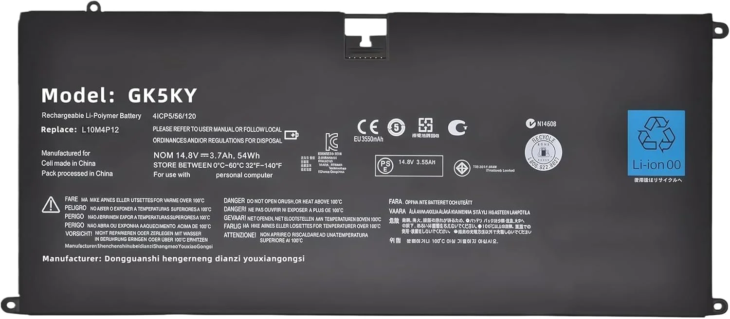 باتری لپ تاپ 54Wh L10M4P12 4ICP5/56/120 جایگزین برای لنوو IdeaPad U300 U300s-IFI U300s-ISE Yoga 13 13-IFI 13-ISE 13-ITH سری با عملکرد بالا