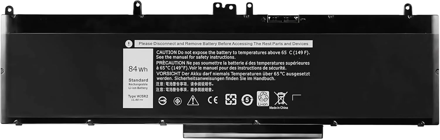 باتری لپ تاپ 84Wh WJ5R2 4F5YV جایگزین برای سری های Dell Latitude 5570 Precision 3510 M3510 (11.4V 7600mAh) با عملکرد بالا