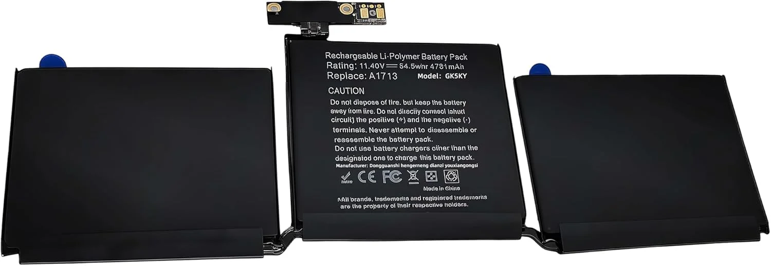 باتری جایگزین 54.5Wh A1713 A1708 برای مک بوک پرو 13 اینچی A1708 (اواخر 2016، اواسط 2017) - 11.40 ولت با عملکرد بالا باتری جایگزین 54.5Wh A1713 A1708 برای مک بوک پرو 13 اینچی A1708 (اواخر 2016، اواسط 2017) - 11.40 ولت با عملکرد بالا